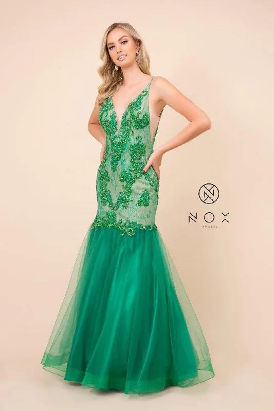 Sleeveless wedding guest dresses with ruffled hemsLong Mermaid Evening Gown Formal Prom Dress
