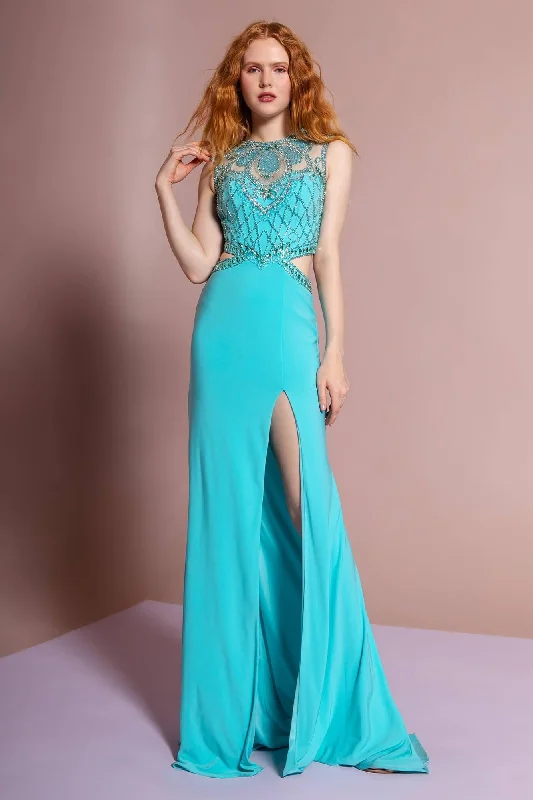 Embroidered wedding guest dresses in earthy tones for a rustic weddingLong Formal Prom Dress Evening Gown with Side Slit