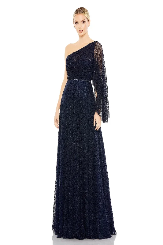 Prom dresses with ruched bodices and organza sleeves for a romantic lookMac Duggal 11244
