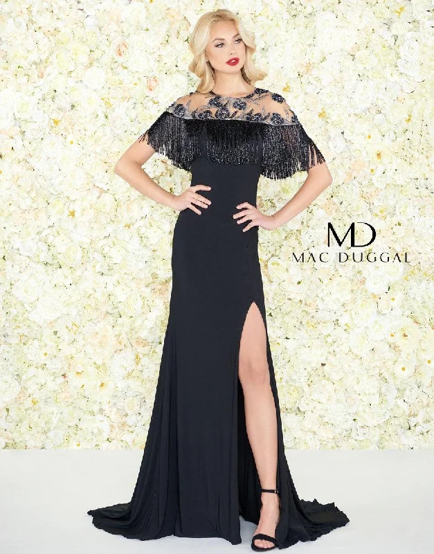 Sheath - style wedding guest dresses with lace overlaysMac Duggal 79168 Long Formal Beaded Evening Dress