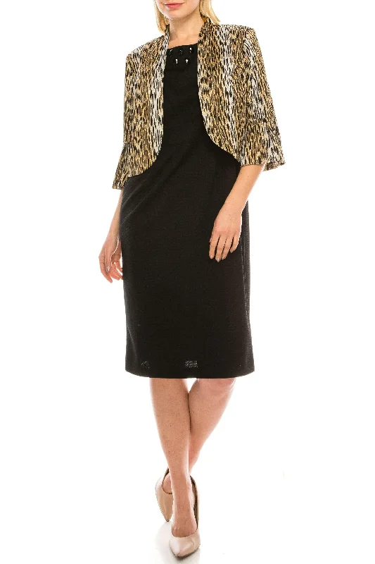 Wedding guest dresses with puff sleeves and knee - length hemsMaya Brooke Short Animal Print 2 Piece Jacket Dress