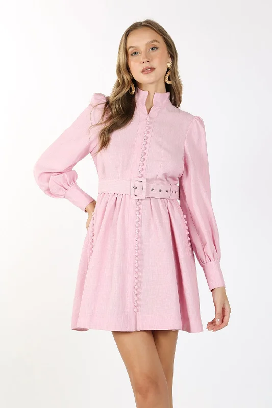 Asymmetric - hem cocktail dresses in a bold color for a fashion - forward lookShort Vintage Long Sleeve Mini Dress