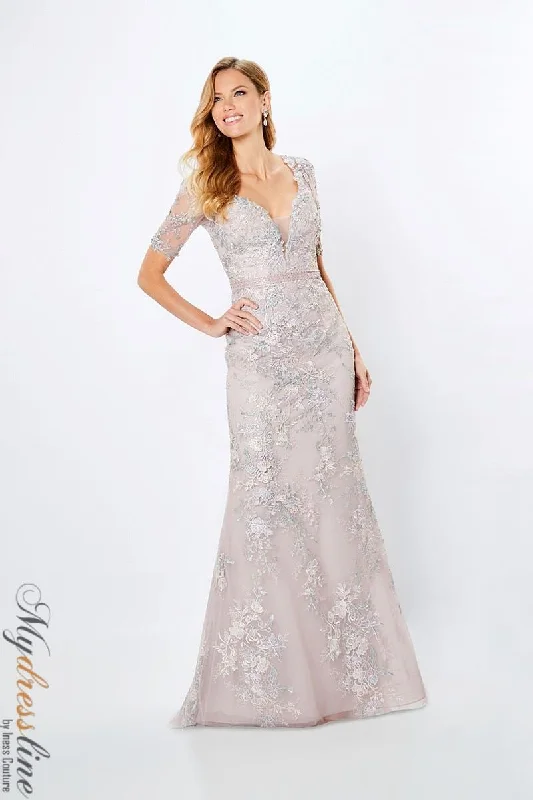 A - line formal dresses with beaded lace appliques for formal eventsMon Cheri Montage 221961