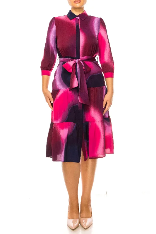 Cocktail dresses with a keyhole back and a midi - lengthNew Yorker's Apparel MD3F1330H - Quarter Sleeve A-Line Formal Dress