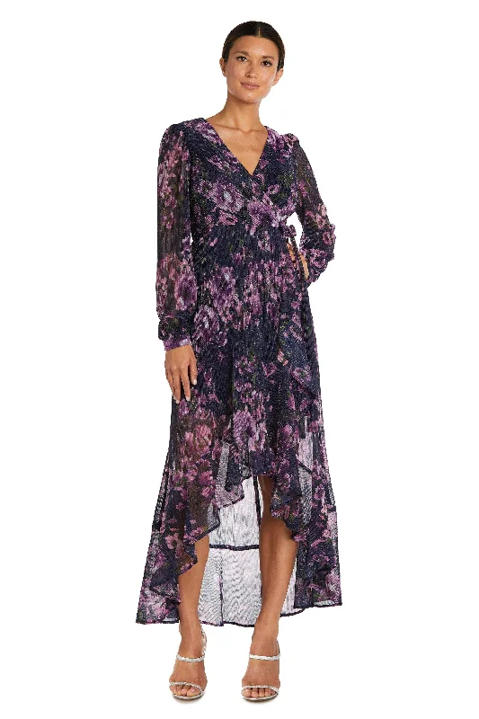 Wedding guest dresses with tiered skirts for a feminine lookNightway High Low Long Sleeve Floral Dress 22051