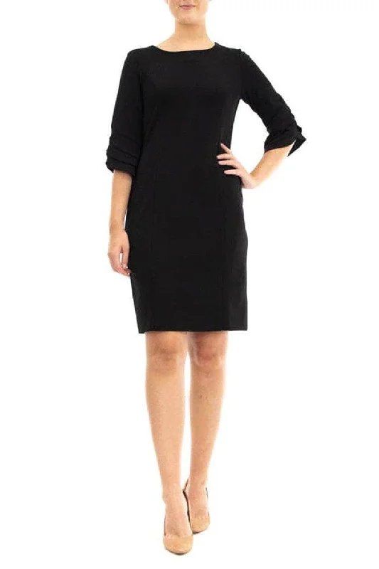Cocktail dresses with a fringe detail and a sleeveless designNina Leonard L1040A - Quarter Sleeve Sheath Dress