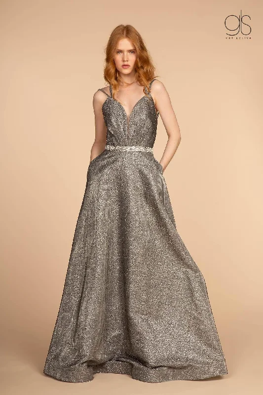 Wedding guest dresses with ruched bodices and spaghetti strapsProm Long Formal with Pockets Evening Dress