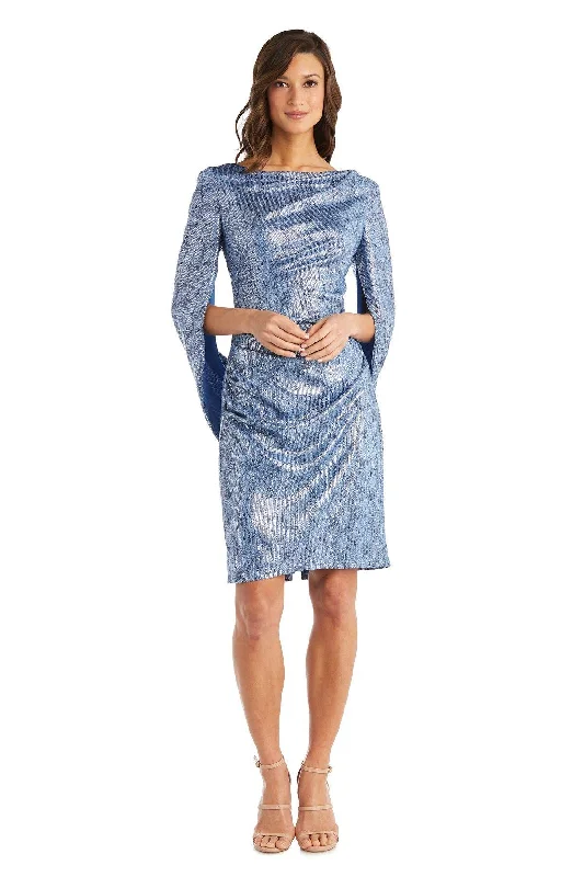 Long - sleeved wedding guest dresses in velvet for a winter weddingR&M Richards 7211 Formal Short Cocktail Dress