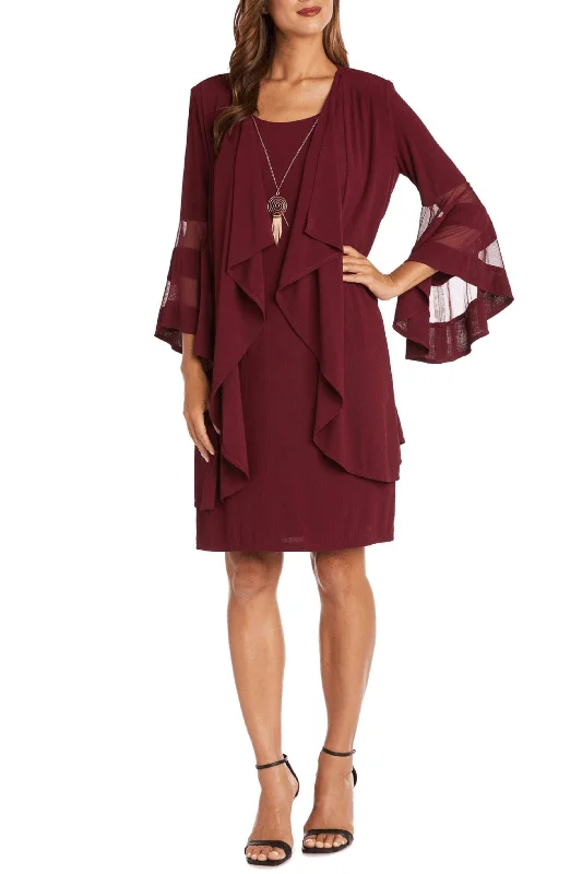 Bow - backed cocktail dresses with a fit - and - flare silhouetteR&M Richards 7994 - Bell Sleeve Two-Piece Cocktail Dress