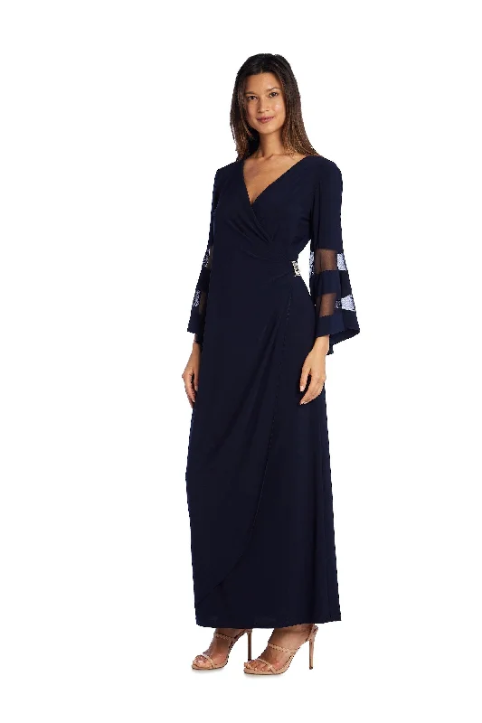 Bow - backed wedding guest dresses in silk for a luxurious feelR&M Richards 3641P Petite Long Formal Dress