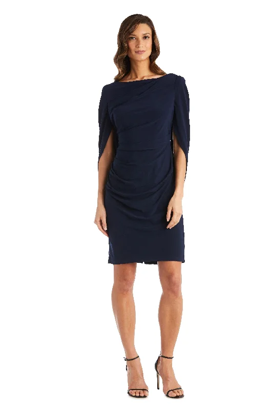 Wedding guest dresses with tassel - adorned belts and A - line skirtsR&M Richards 7461 Short Dress Cocktail