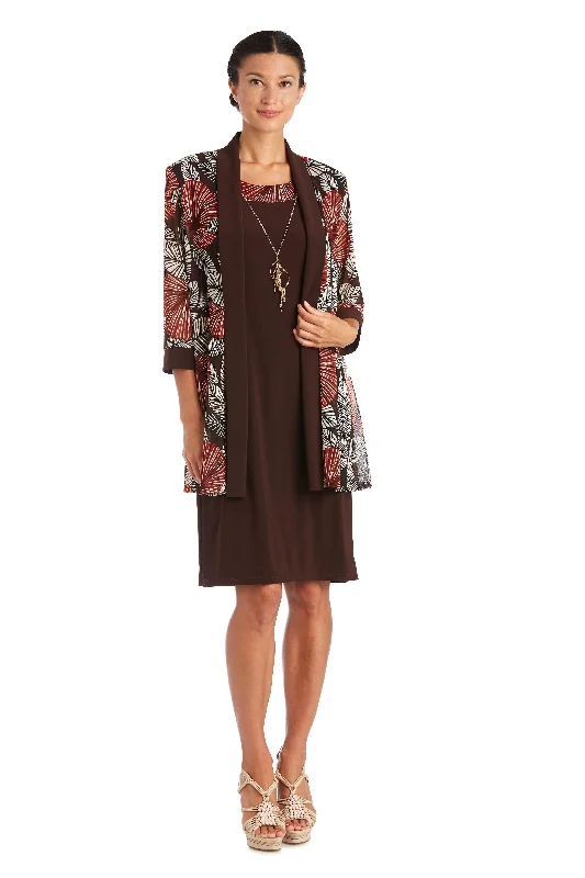 Embroidered wedding guest dresses in earthy tones for a rustic weddingR&M Richards 7503 Short Mother Of The Bride Dress