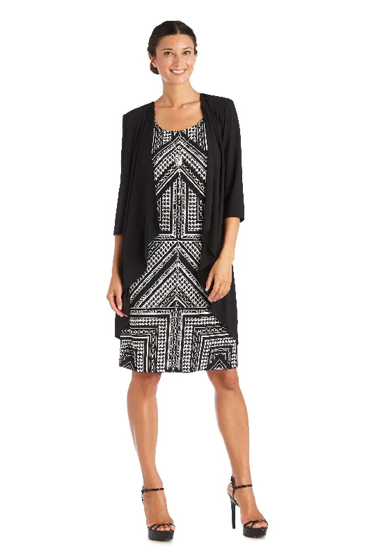 Sheath - style wedding guest dresses with lace overlaysR&M Richards 7587 Short Mother Of The Bride Dress