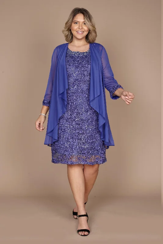 Animal - print wedding guest dresses in subtle colors for a bold statementR&M Richards 7078P Short Petite Jacket Dress