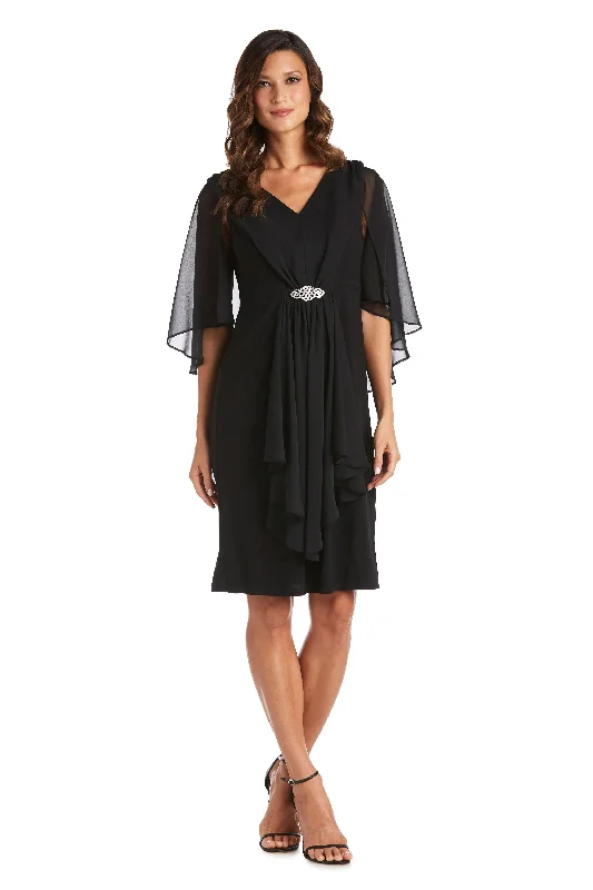 Asymmetric - hem wedding guest dresses in metallic huesR&M Richards 7367 Short Mother Of The Bride Dress