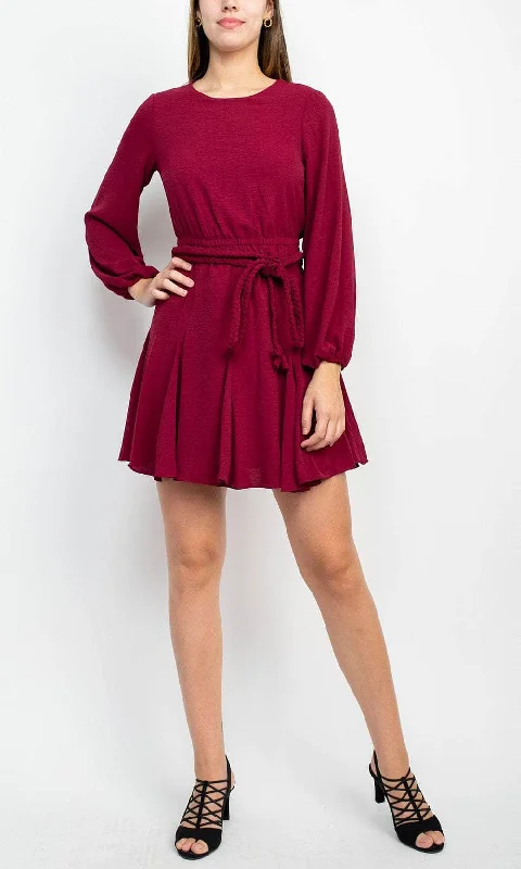 Cocktail dresses with a mesh panel and a high - neck designSage Collective SU05D02 - Bishop Sleeve Twill Cocktail Dress