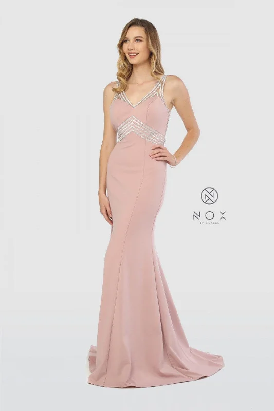 Lace - trimmed wedding guest dresses in blush pinkLong Sexy Open Back Formal Prom Dress
