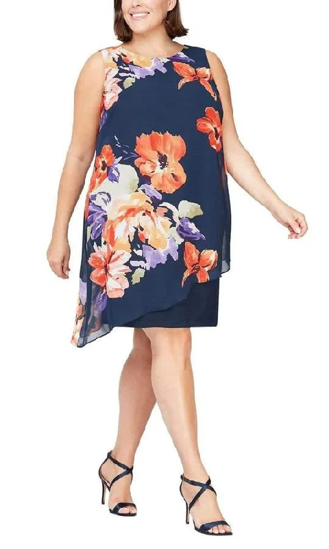 Bow - backed wedding guest dresses in silk for a luxurious feelSL Fashions 9477308 Floral Poncho Short Dress