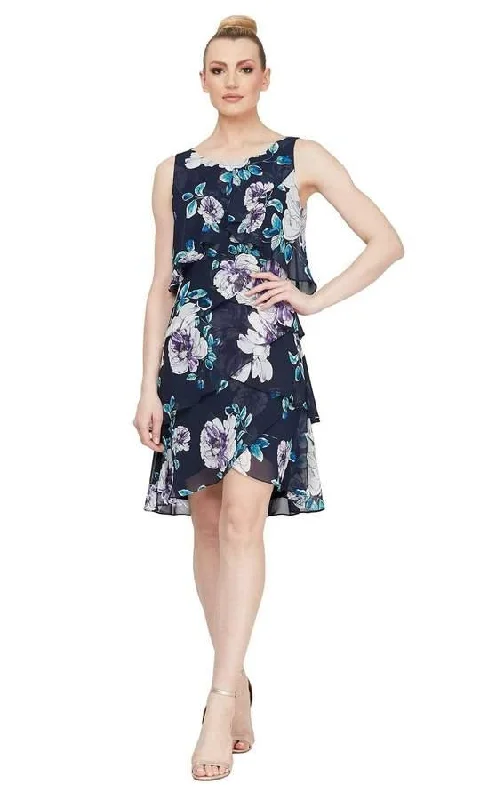 Wedding guest dresses with high - low hems and floral appliquesSL Fashions 9171740 Floral Short Dress