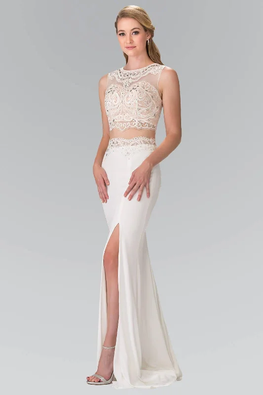 Wedding guest dresses with empire waists and tulle skirtsProm 2 Piece Long Formal Dress Sleeveless Lace  Gown
