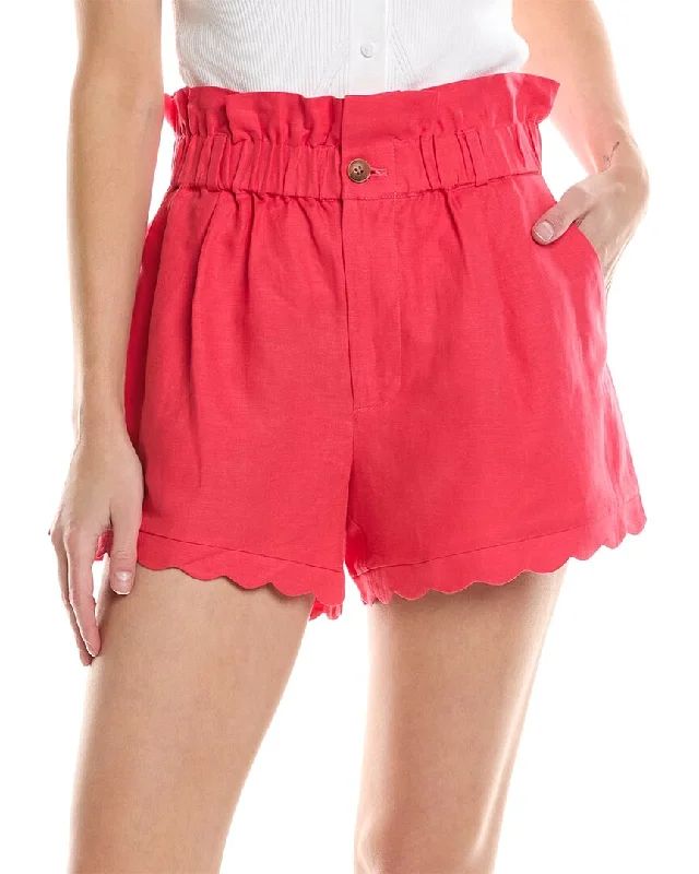 Twill Women Shorts with a Smooth Texture and Durability7 For All Mankind Paperbag Tailored Linen-Blend Short