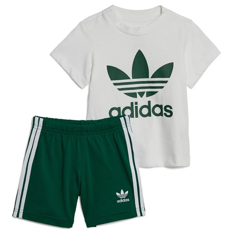 Twill Women Shorts with a Smooth Texture and Durabilityadidas Originals Dark Green Shorts Tee Set