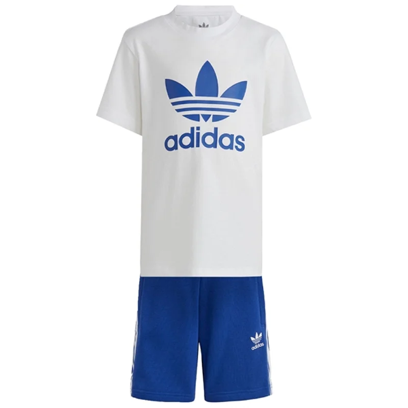 Elastic Waist Women Shorts for Easy Wear and Comfortadidas Originals White / Blue Shorts Tee Set