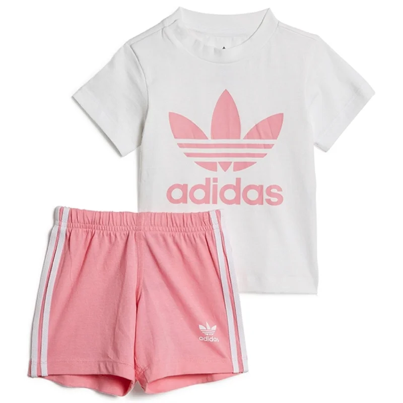 Linen Women Shorts for Breathable Comfort in Hot Weatheradidas Originals White / Pink Shorts Tee Set