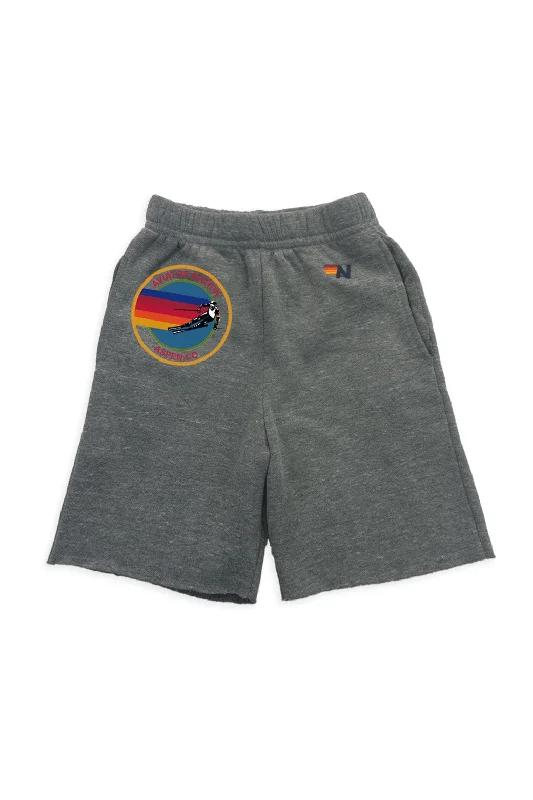 Twill Women Shorts with a Smooth Texture and DurabilityAVIATOR NATION ASPEN KIDS SWEATSHORTS - HEATHER GREY