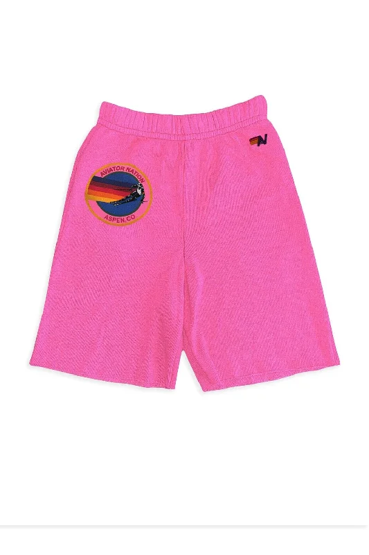 Printed Animal Print Women Shorts for a Wild and Stylish AppearanceAVIATOR NATION ASPEN KIDS SWEATSHORTS - NEON PINK