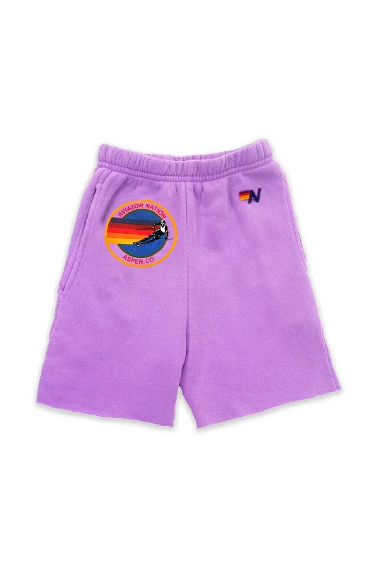 Cargo Women Shorts with Multiple Pockets for FunctionalityAVIATOR NATION ASPEN KIDS SWEATSHORTS - NEON PURPLE