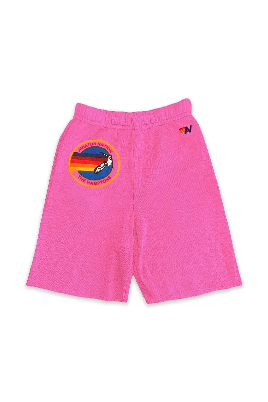 Ruffled Hem Women Shorts to Add a Feminine TouchAVIATOR NATION HAMPTONS KIDS SWEATSHORTS - NEON PINK