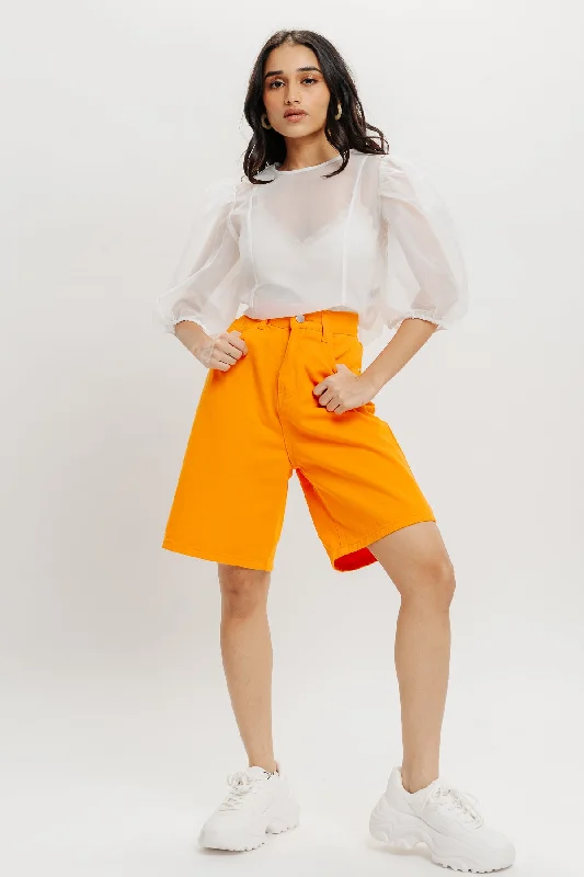 Patterned Geometric Women Shorts for a Modern AppealTangerine Bermuda Shorts