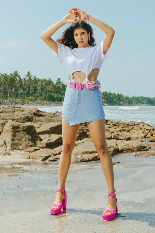 High - Waisted Women Shorts for a Retro and Flattering LookDenim Diagonal Light Skorts