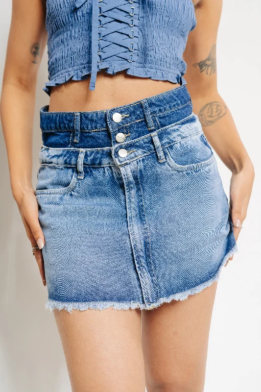 Cargo Women Shorts with Multiple Pockets for FunctionalityDual Denim Short Skirt