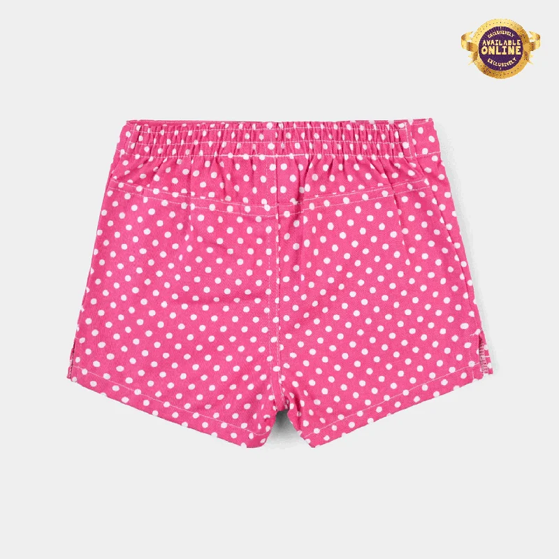 Belted Women Shorts to Enhance the WaistlineInfant Girls Poly Cotton Short Polka Dot-Pink