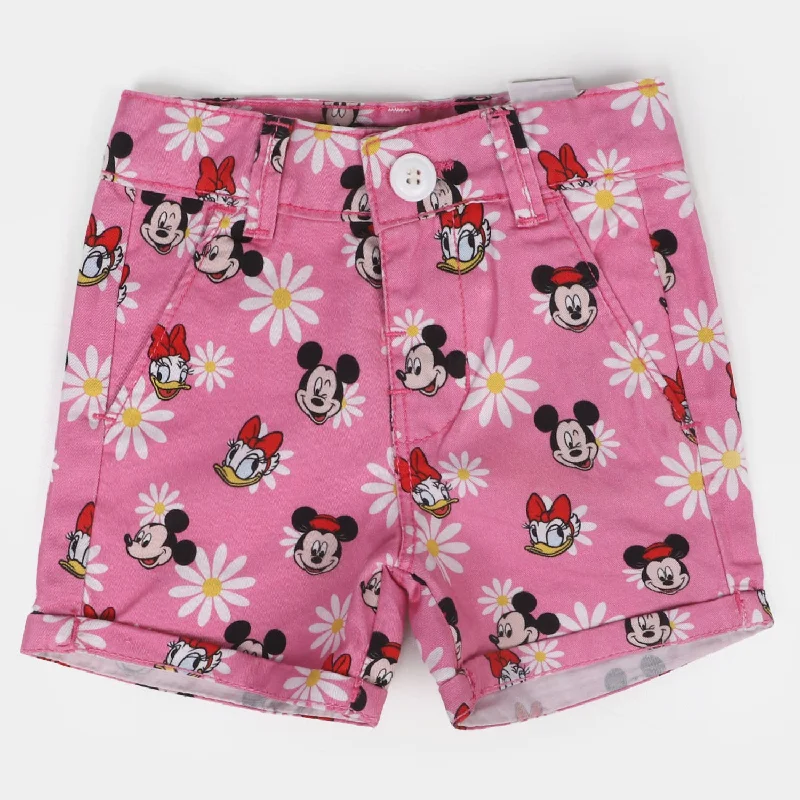 Ruffled Hem Women Shorts to Add a Feminine TouchInfant Girls Cotton Short Character - Pink