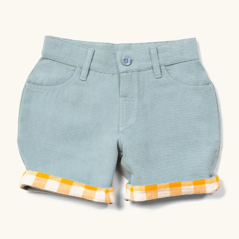 Solid Color Women Shorts in Bright Hues for a Bold StatementLGR Blue Twill Turn Up Sunshine Shorts