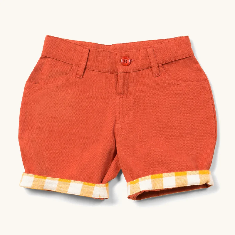 Printed Animal Print Women Shorts for a Wild and Stylish AppearanceLGR Soft Red Twill Turn Up Sunshine Shorts