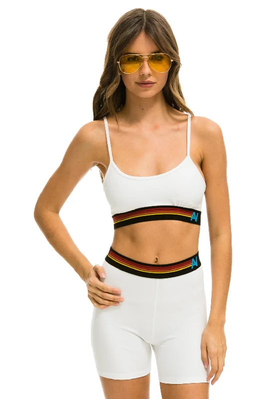 Printed Floral Women Shorts for a Summer - Ready StyleLOGO 4 INCH HI-RISE BIKER SHORT - WHITE