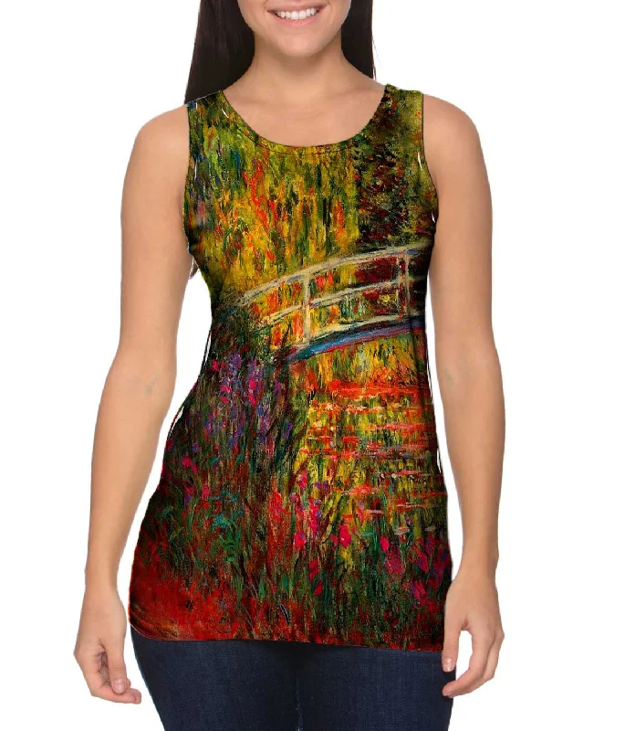 Women's Longline Tank Tops with Abstract PrintsMonet -"Water Lily Pond" (1900)