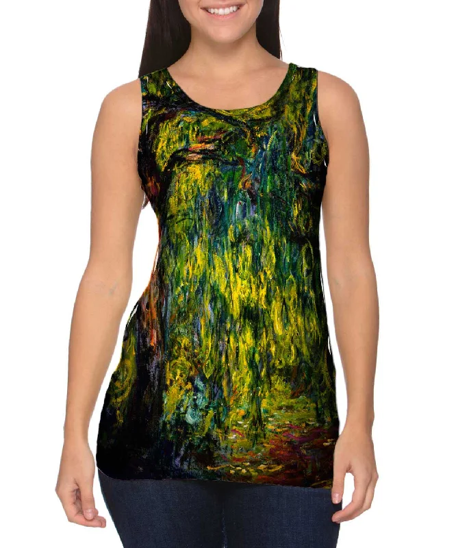 V - Neck Women's Moisture - Wicking Tank Tops for RunningMonet -"Weeping Willow" (1918)