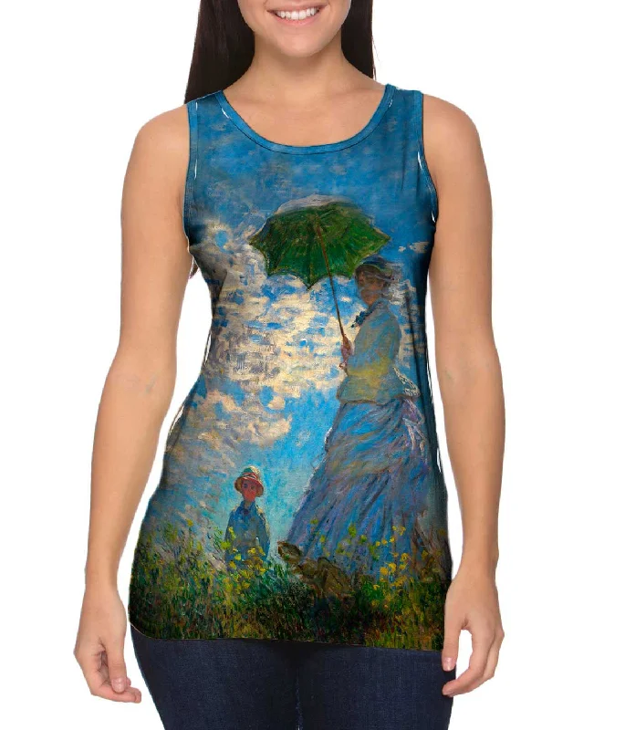 Women's Spaghetti Strap Tank Tops with Geometric PatternsMonet -"Woman with a Parasol" (1875)