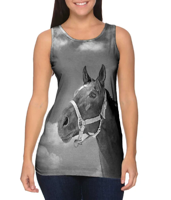 V - Neck Women's Moisture - Wicking Tank Tops for RunningMonochrome Adventure Horse
