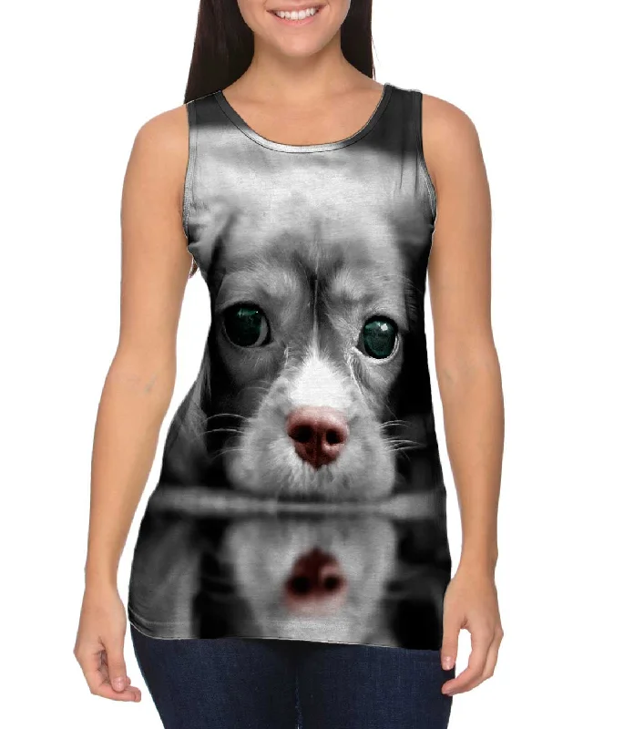 Women's Spaghetti Strap Tank Tops with Geometric PatternsMonochrome Cocker Spaniel