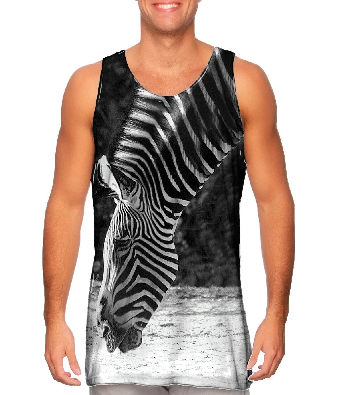 Plus Size Women's Embroidered Tank Tops in Boho StylesMonochrome Zebra