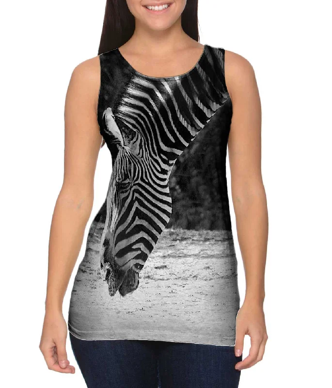 Women's Cropped Tank Tops with Vintage Band LogosMonochrome Zebra