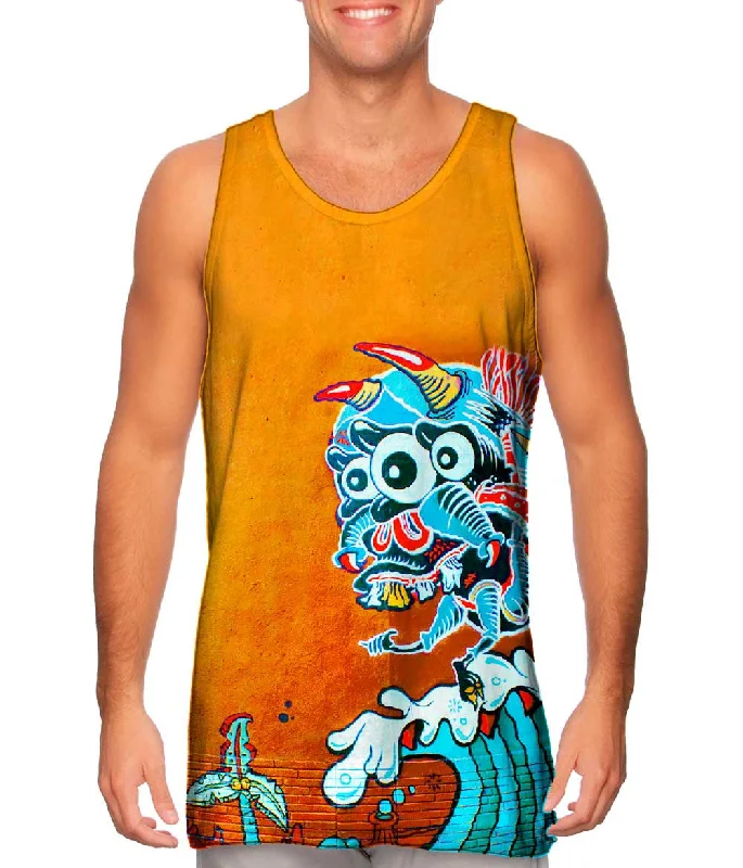 Women's Button - Down Tank Tops in Striped PatternsMonster Wave Graffiti Art Basel Miami 2013