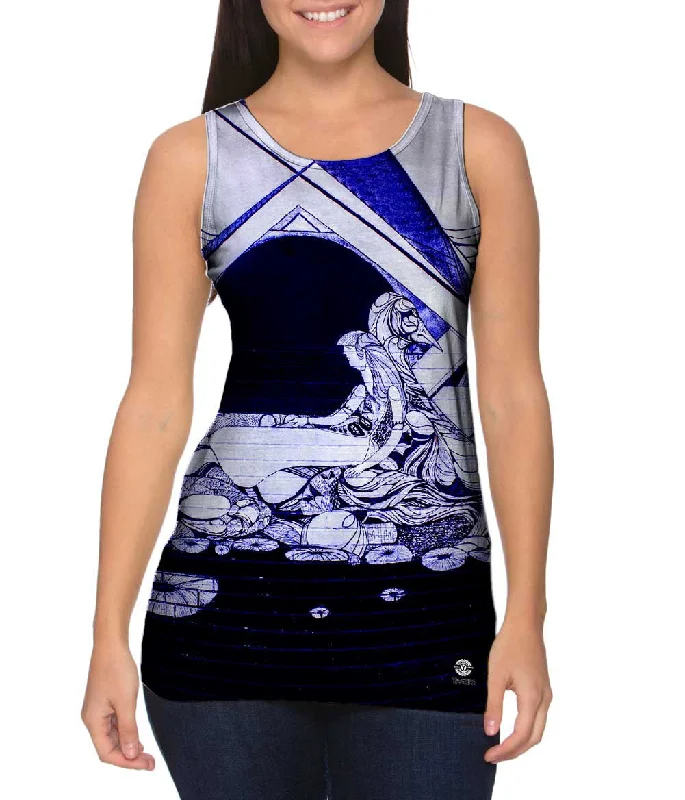 Plus Size Women's Puff - Sleeve Tank Tops in Pastel HuesMonster Wave Graffiti Art Basel Miami 2013