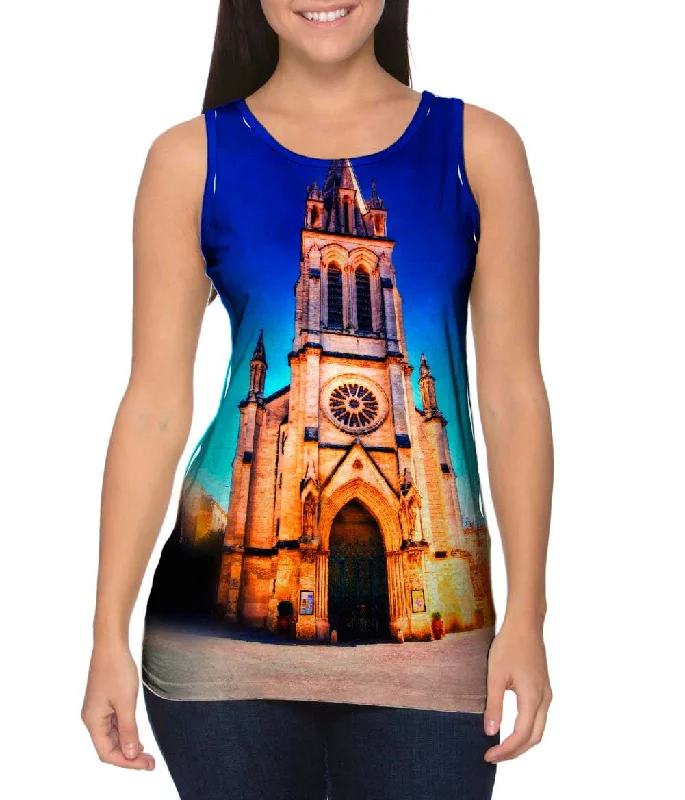 Plus Size Women's Ruffled Hem Tank Tops with Floral PrintsMontpellier Sainte Anne Church